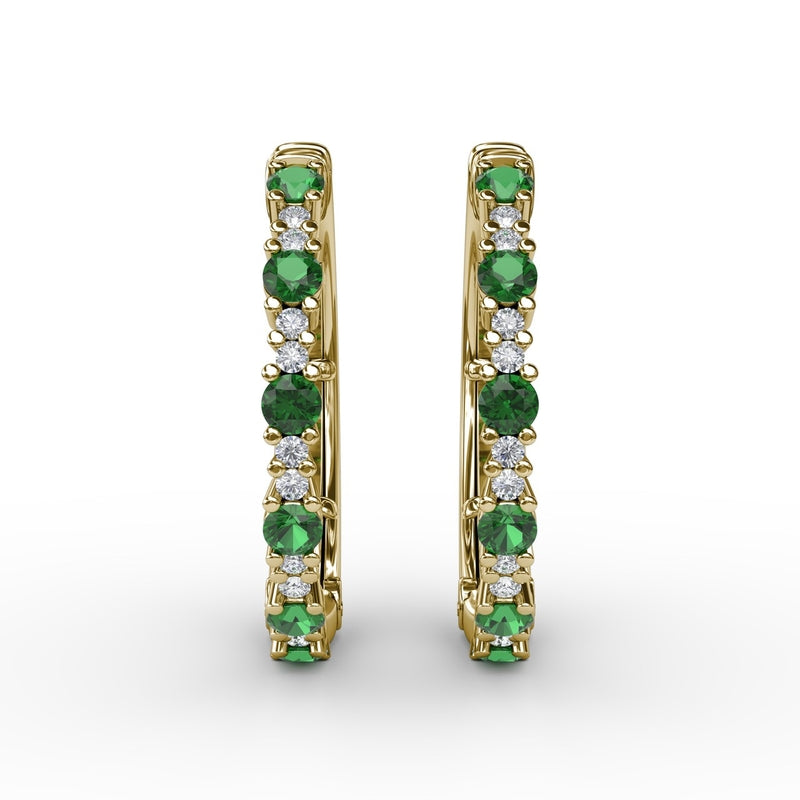 Fana Precious Emerald and Diamond Hoop Earrings