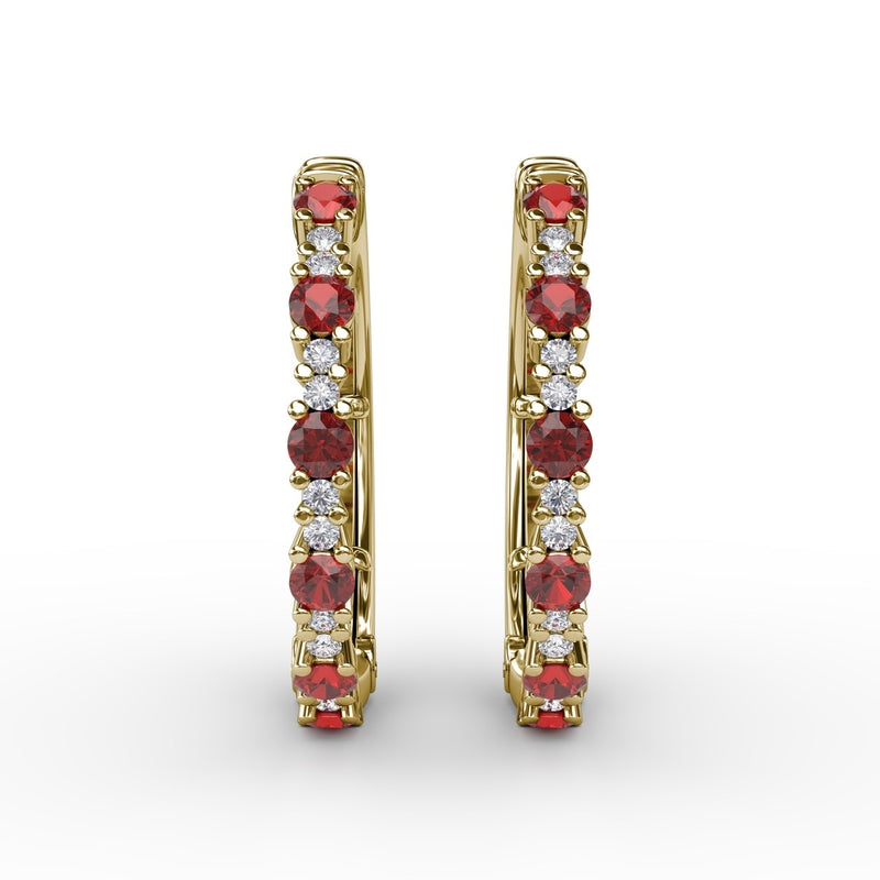 Fana Precious Ruby and Diamond Hoop Earrings