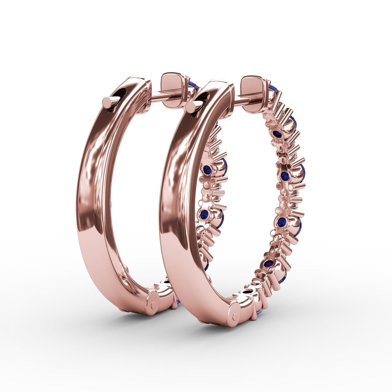 Fana Precious Sapphire and Diamond Hoop Earrings