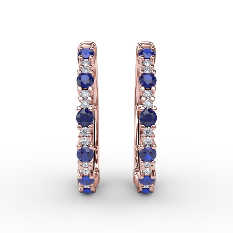 Fana Precious Sapphire and Diamond Hoop Earrings