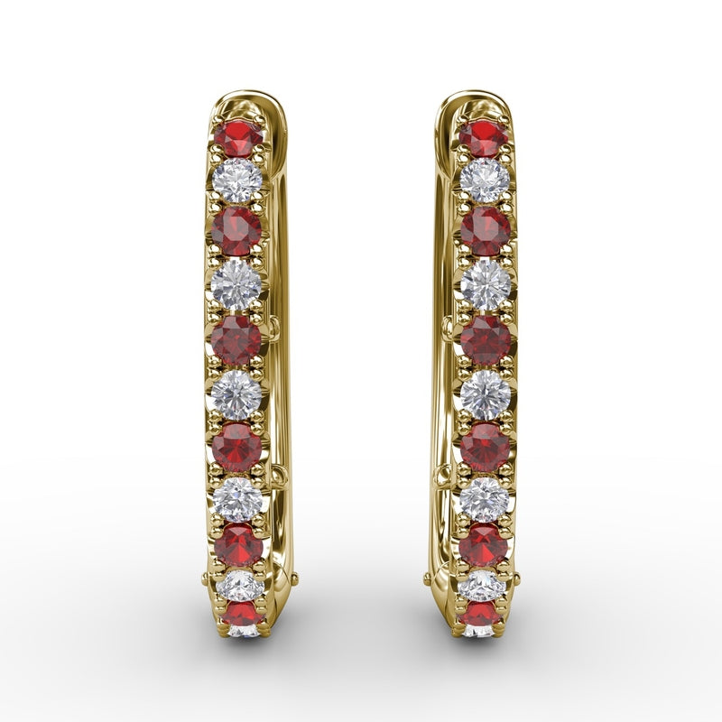 Fana Alternaing Ruby and Diamond Hoop Earrings