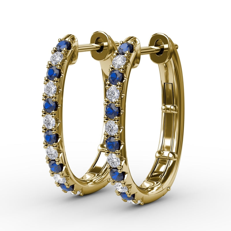 Fana Alternaing Sapphire and Diamond Hoop Earrings