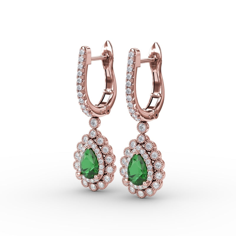 Fana Pear-Shaped Emerald and Diamond Earrings