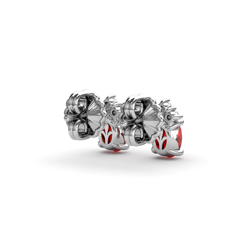 Fana Oval Ruby and Diamond Stud Earrings