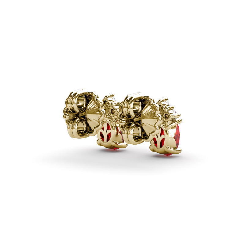 Fana Oval Ruby and Diamond Stud Earrings