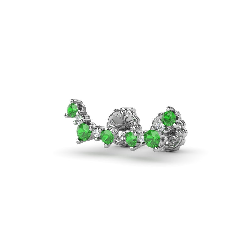 Fana Five Stone Emerald and Diamond Climber Earrings