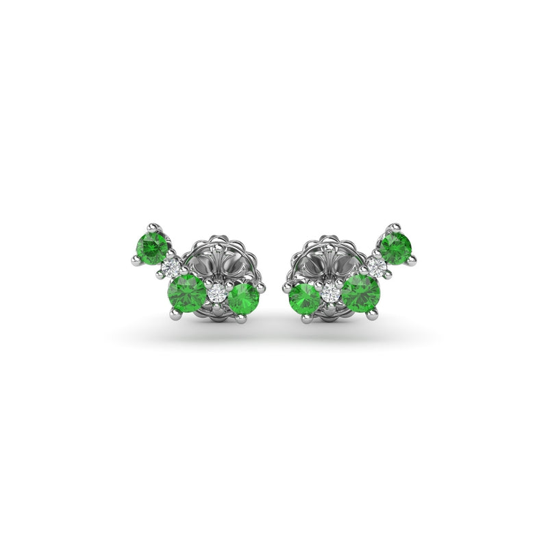 Fana Five Stone Emerald and Diamond Climber Earrings