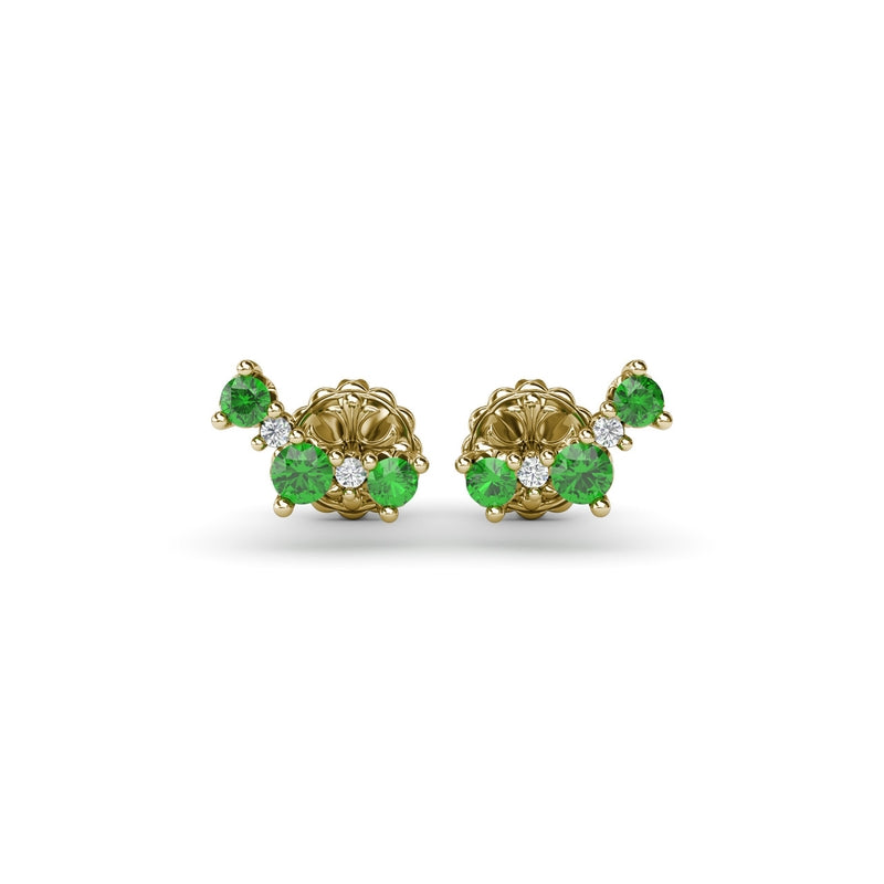 Fana Five Stone Emerald and Diamond Climber Earrings