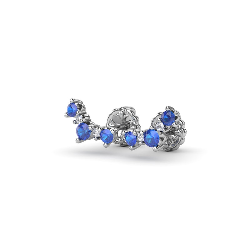 Fana Five Stone Sapphire and Diamond Climber Earrings