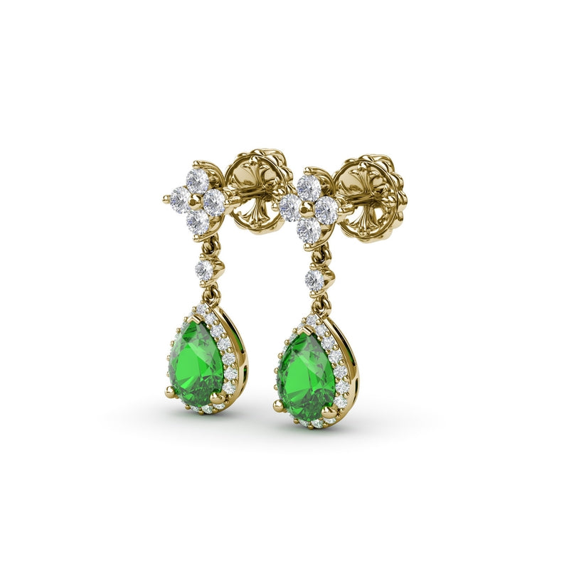 Fana Emerald and Diamond Teardrop Dangle Earrings