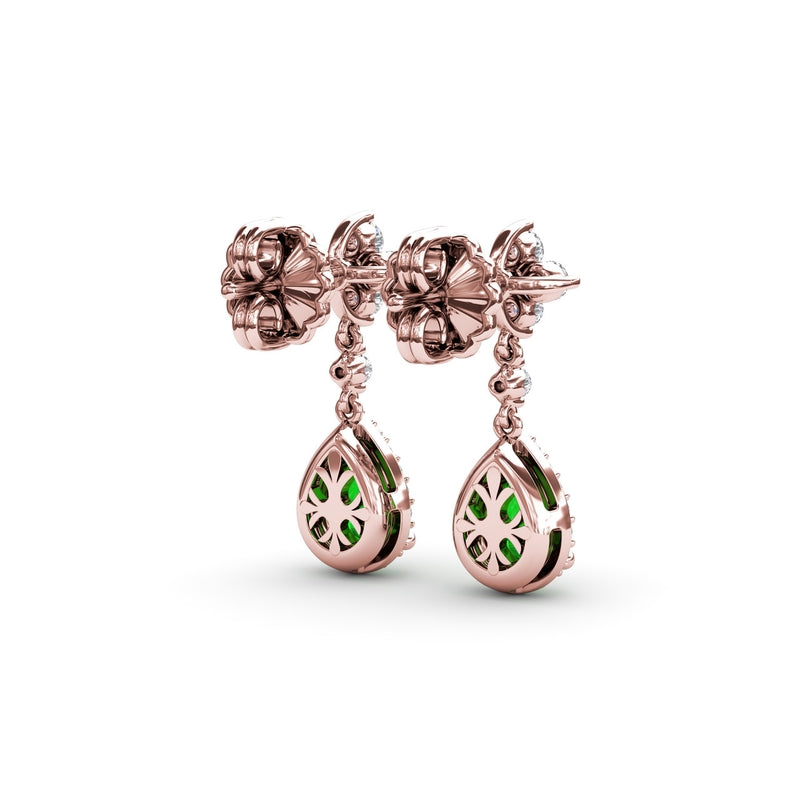 Fana Emerald and Diamond Teardrop Dangle Earrings