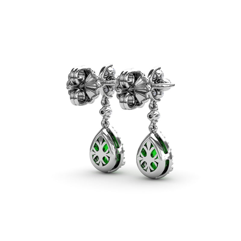 Fana Emerald and Diamond Teardrop Dangle Earrings