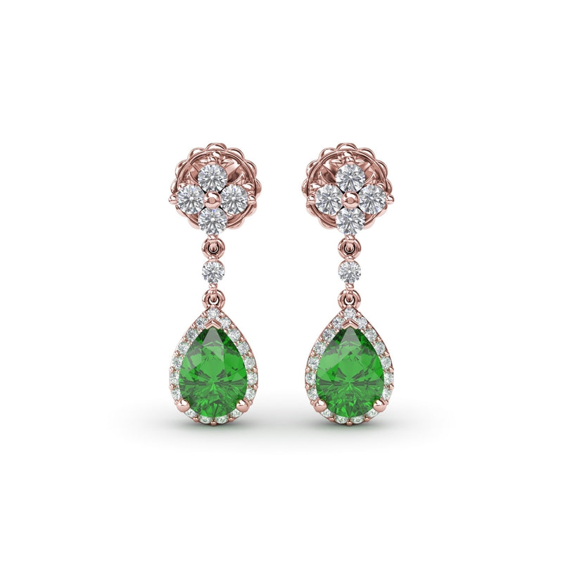 Fana Emerald and Diamond Teardrop Dangle Earrings