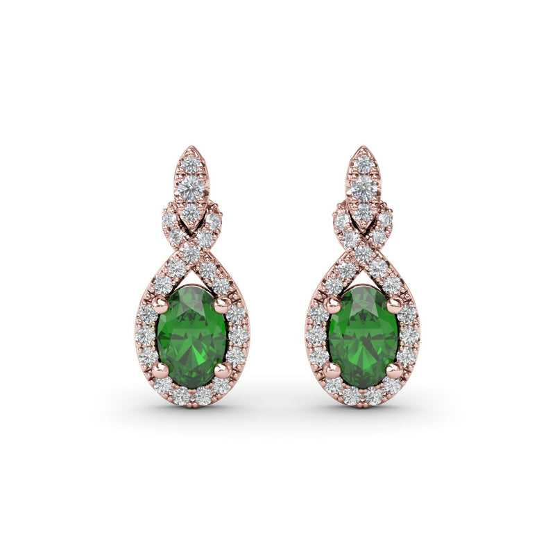 Fana Love Knot Emerald and Diamond Earrings