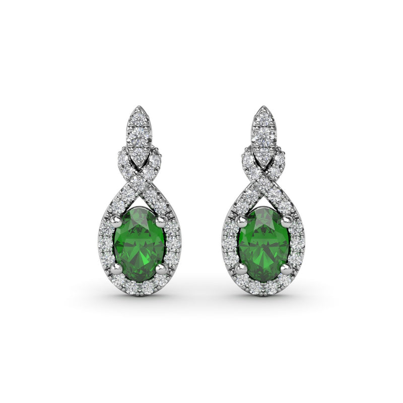 Fana Love Knot Emerald and Diamond Earrings