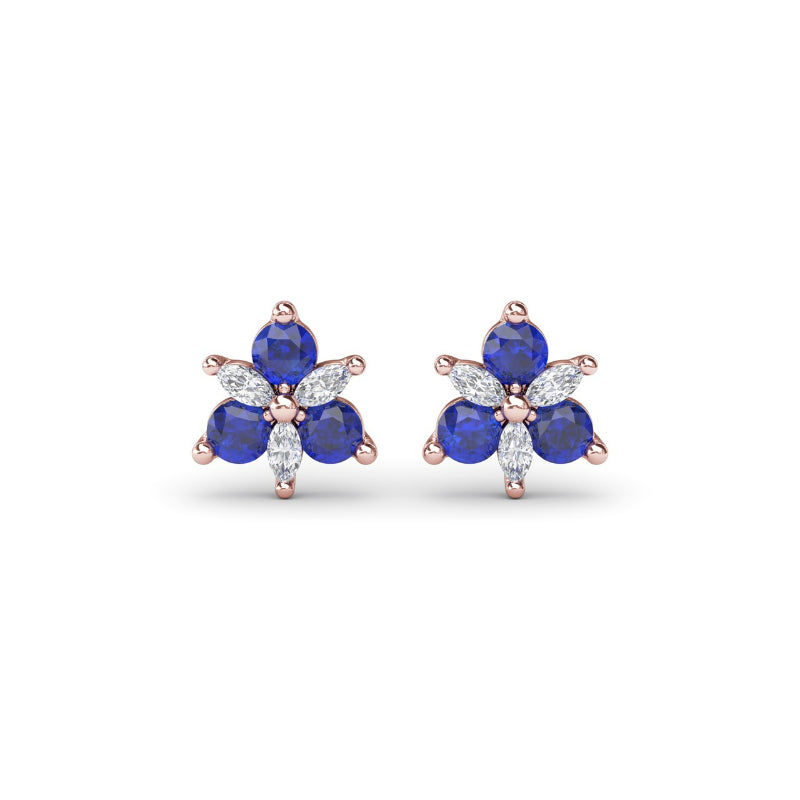 Fana Trio Stud Sapphire and Diamond Earrings