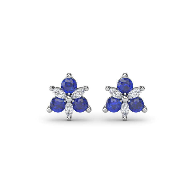 Fana Trio Stud Sapphire and Diamond Earrings