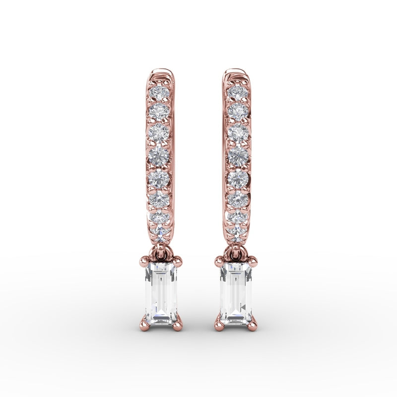 Fana Emerald Cut Diamond Drop Earrings