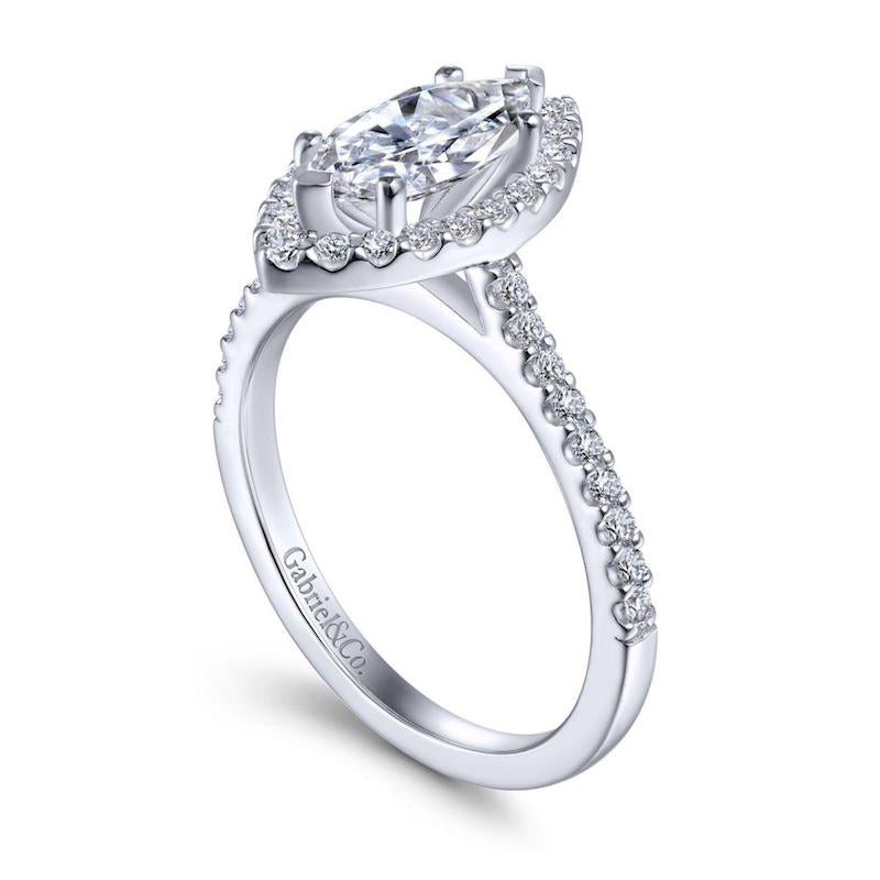 Gabriel & Co. 14k White Gold Contemporary Halo Engagement Ring