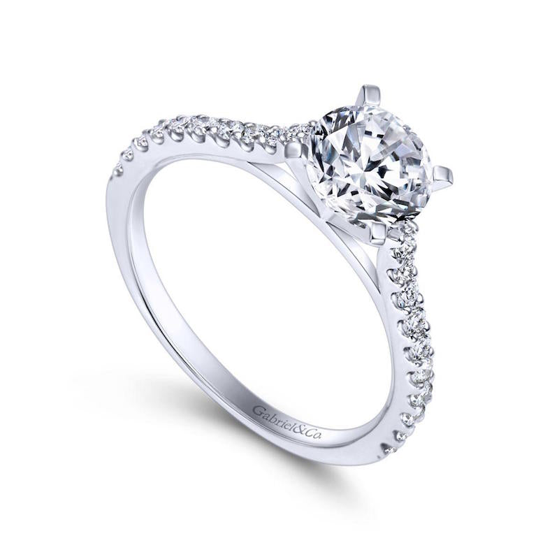 Gabriel & Co. 14k White Gold Contemporary Straight Engagement Ring