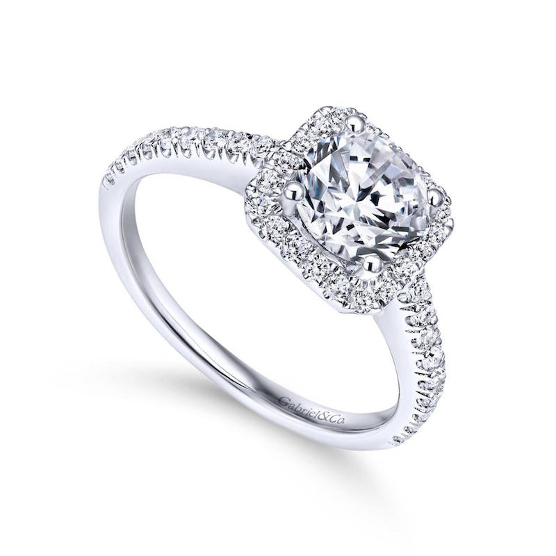 Gabriel & Co. 14k White Gold Contemporary Halo Engagement Ring