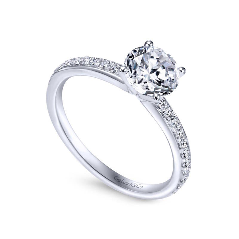 Gabriel & Co. 14k White Gold Contemporary Straight Engagement Ring