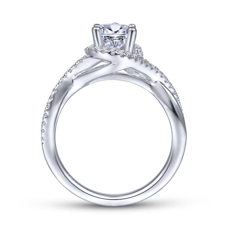 Gabriel & Co. 14k White Gold Contemporary Twisted Engagement Ring