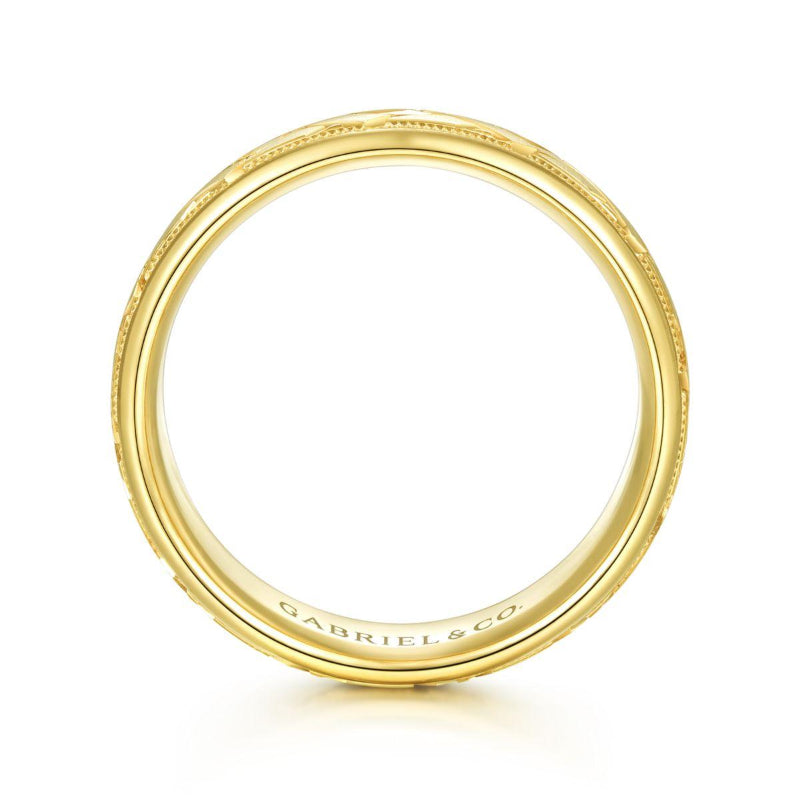 Gabriel & Co. 14k Yellow Gold Exclusive Men's Wedding Band