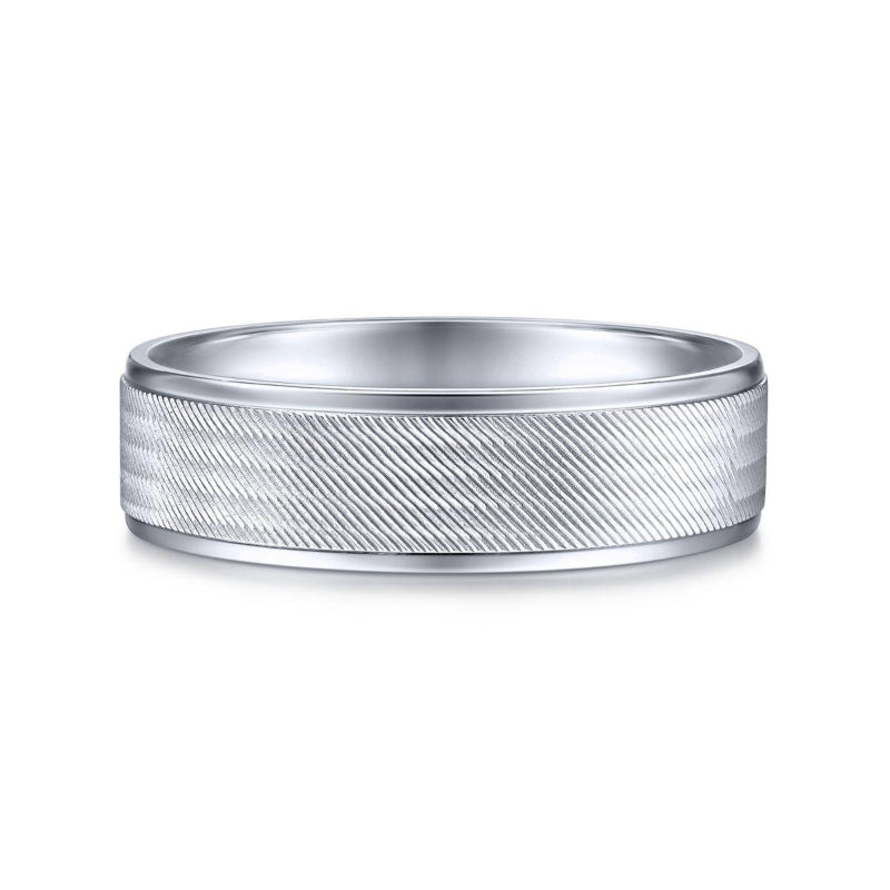 Gabriel & Co. 14k White Gold Classic Men's Wedding Band