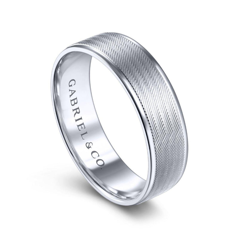 Gabriel & Co. 14k White Gold Classic Men's Wedding Band