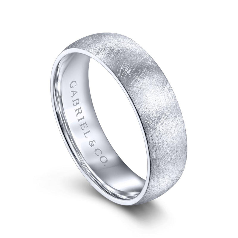 Gabriel & Co. 14k White Gold Signature Men's Wedding Band