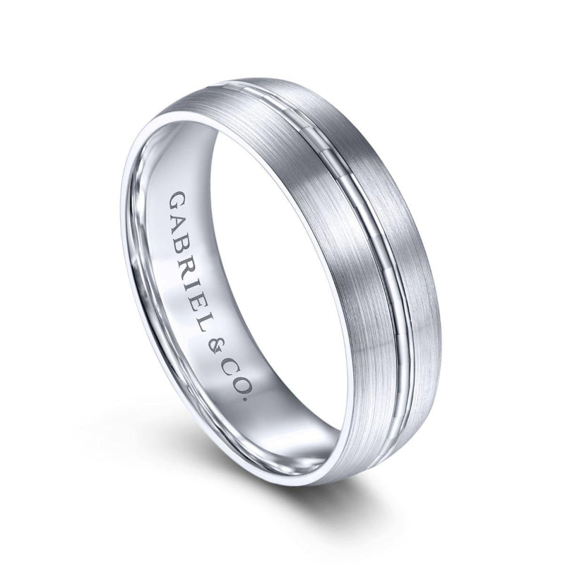 Gabriel & Co. 14k White Gold Signature Men's Wedding Band