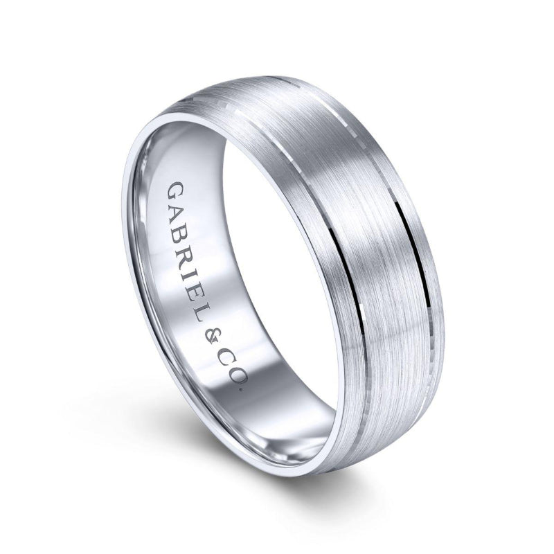 Gabriel & Co. 14k White Gold Signature Men's Wedding Band