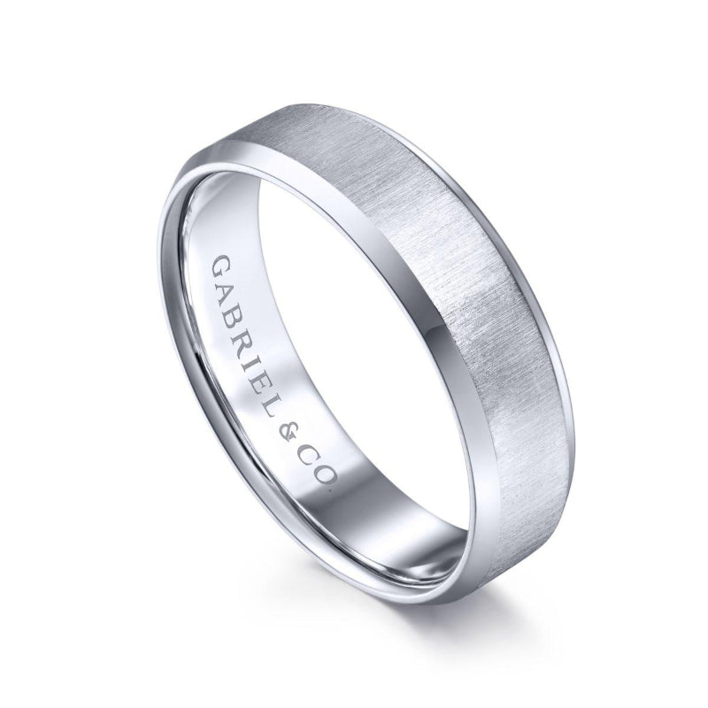 Gabriel & Co. 14k White Gold Signature Men's Wedding Band