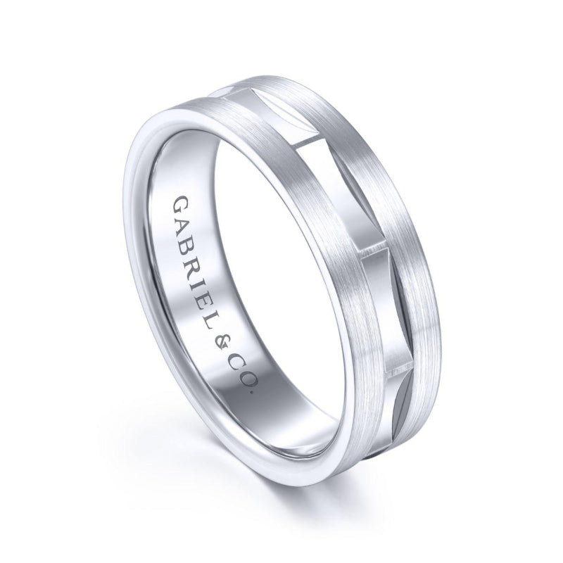 Gabriel & Co. 14k White Gold Signature Men's Wedding Band