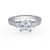 Kirk Kara CHARLOTTE 3 Stone Engagement Rings 18k Gold White 14DR .06 2DB .12 2DP 0.23VS2-SI1 3-STONE RING