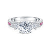 Kirk Kara CHARLOTTE 3 Stone Engagement Rings 18k Gold White 10DR 0.06 2DR .32 8 PINK SAP 3-STONE CHANNEL RING