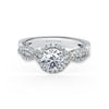 Kirk Kara PIROUETTA Twisted Engagement Rings 18k Gold White 66DR 0.46 TWIST DIAMOND HALO RING