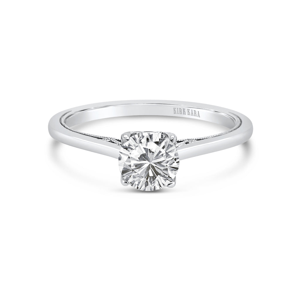 Kirk Kara STELLA Solitaire Engagement Rings 18k Gold White SOLITAIRE RING HIGH POLISH FINISH