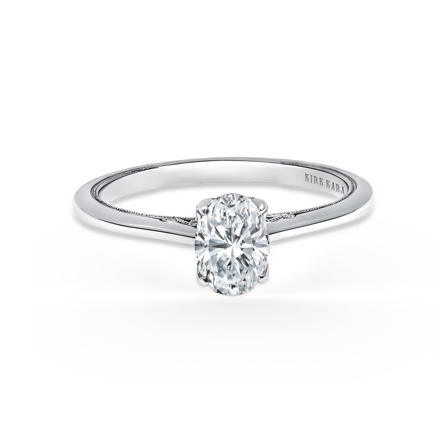 Kirk Kara STELLA Solitaire Engagement Rings 18k Gold White SOLITAIRE RING HIGH POLISH FINISH