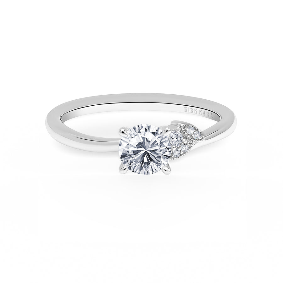 Kirk Kara DAHLIA Diamond Engagement Rings 18k Gold White 9DR 0.05CT LEAF BASKET RING