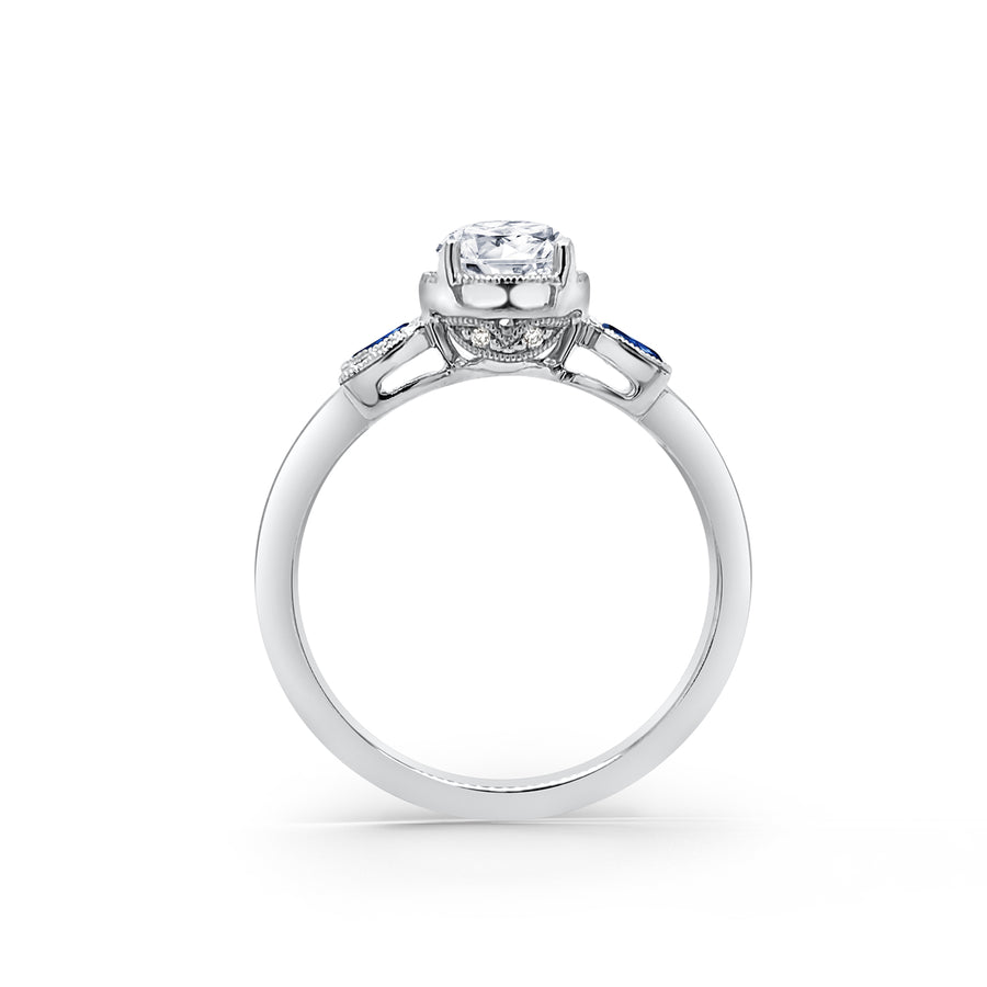 Kirk Kara DAHLIA Diamond Engagement Rings 18k Gold White 6DR 0.02CT 2 SAP MARQ BEZEL HEAD RING