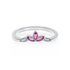 Kirk Kara DAHLIA Gemstone Wedding Bands 18k Gold White 4DR 0.02CT 3 PINK SAP MARQ CONTOURED BAND