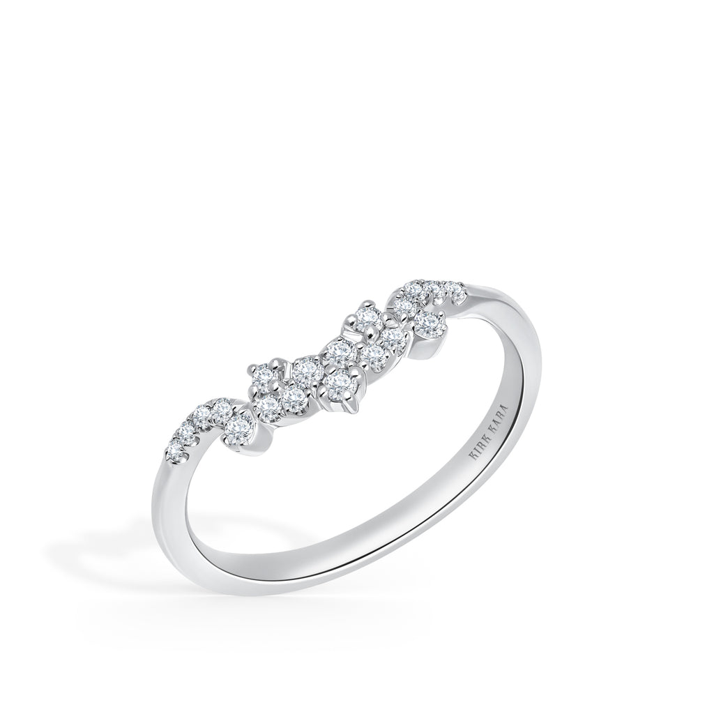Kirk Kara ANGELIQUE Diamond Wedding Bands 18k Gold White 19DR 0.17CT DIAMOND CONTOURED BAND