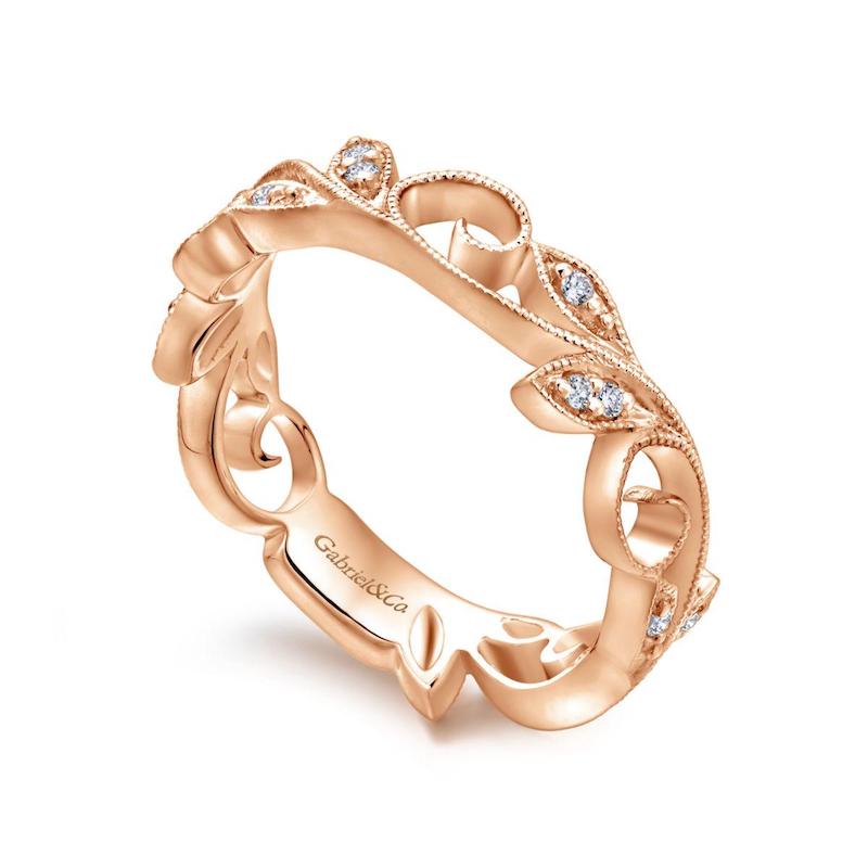 Gabriel & Co. 14k Rose Gold Stackable Diamond Ring