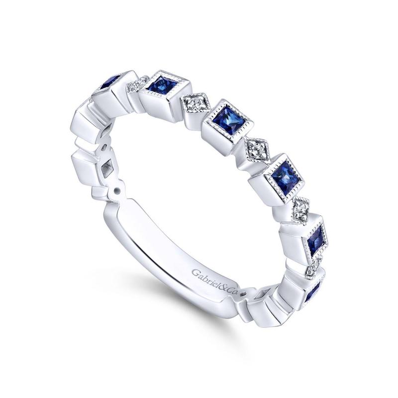 Gabriel & Co. 14k White Gold Stackable Diamond and Gemstone Ring