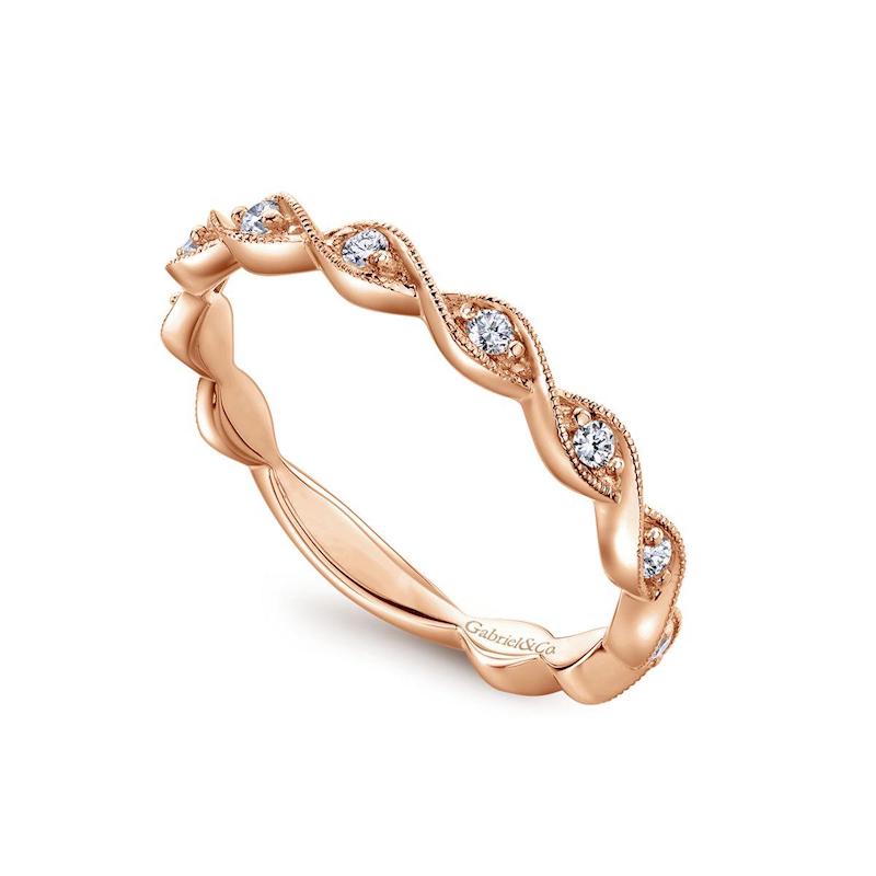 Gabriel & Co. 14k Rose Gold Stackable Diamond Ring