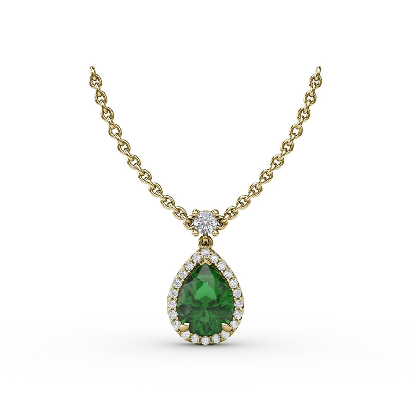 Fana Emerald and Diamond Teardrop Necklace