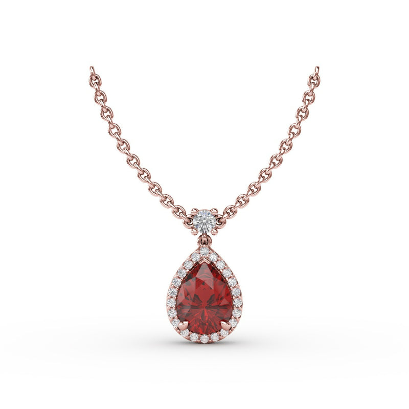 Fana Ruby and Diamond Teardrop Necklace