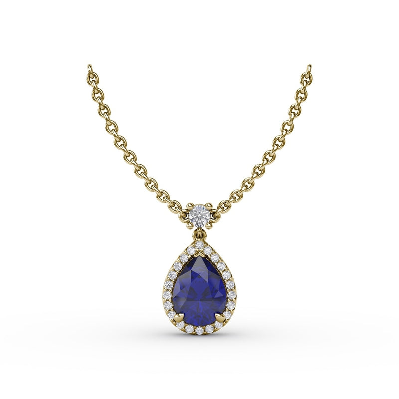 Fana Sapphire and Diamond Teardrop Necklace